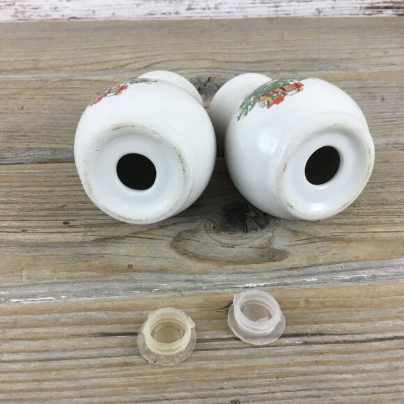 Vintage Christmas Tree Salt & Pepper Shakers Stoneware 3.75" Tall Holiday Decor - Picture 7 of 7